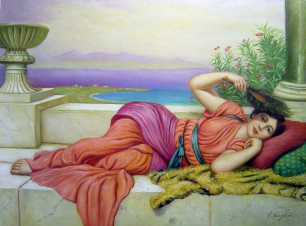 Noonday Rest. The painting by John William Godward