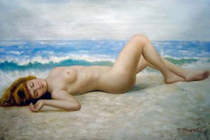 Nude On The Beach, John William Godward, Art Paintings