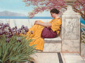 John William Godward, Sitting Under the Blossom that Hangs on the Bough, Painting on canvas