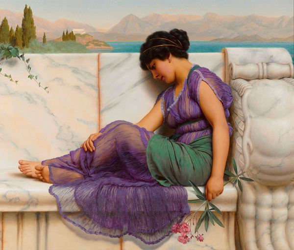 Summer Idleness: Day Dreams. The painting by John William Godward