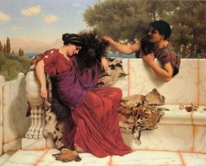 John William Godward, The Old, Old Story, Painting on canvas