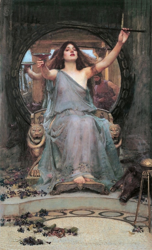 Circe Offering the Cup to Odysseus, John William Waterhouse, Art Paintings