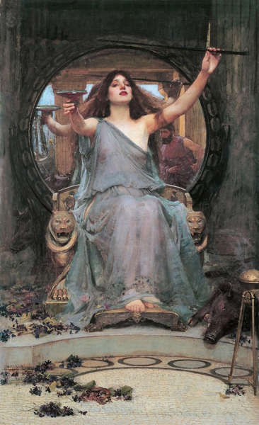 Circe Offering the Cup to Odysseus. The painting by John William Waterhouse