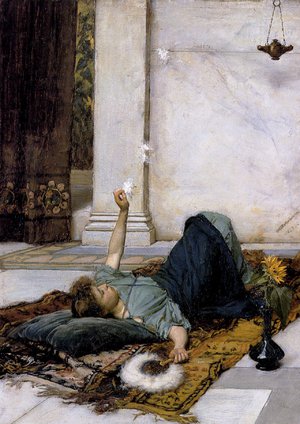 John William Waterhouse, Dolce Far Niente, Painting on canvas