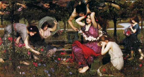 Flora and the Zephyrs. The painting by John William Waterhouse