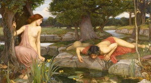 Garden with Echo and Narcissus, John William Waterhouse, Art Paintings
