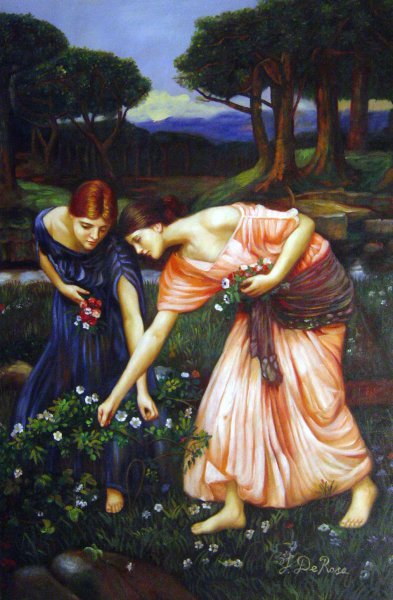 Gather Ye Rosebuds While Ye May. The painting by John William Waterhouse