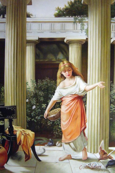 In The Peristyle. The painting by John William Waterhouse