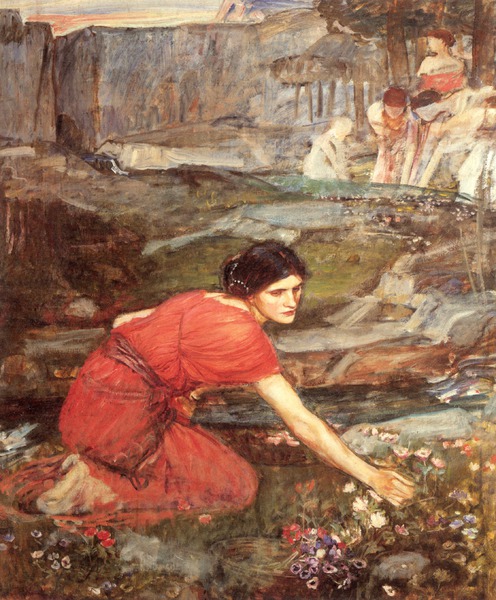 Maidens Picking Flowers. The painting by John William Waterhouse