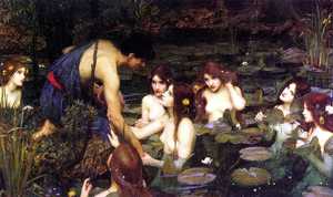 John William Waterhouse, Nymphs and Hylas (Version 1), Painting on canvas