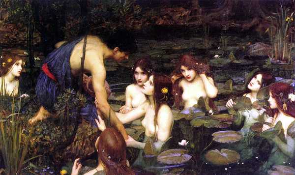 Nymphs and Hylas (Version 1). The painting by John William Waterhouse