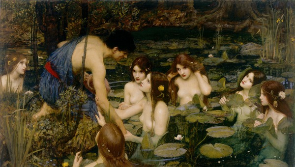 Nymphs and Hylas  (Version 2). The painting by John William Waterhouse