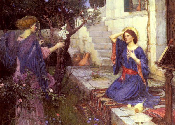The Annunciation. The painting by John William Waterhouse