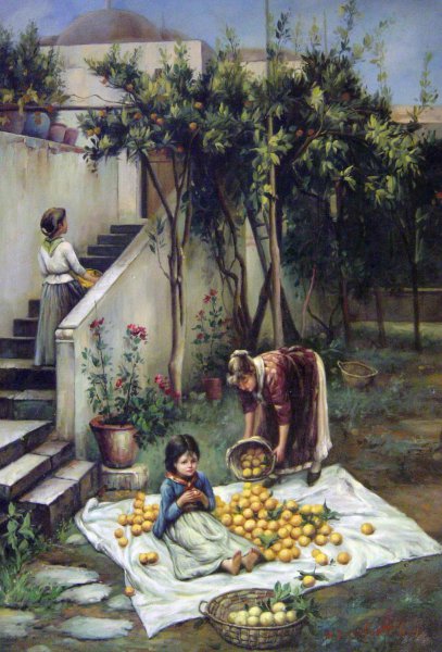The Orange Gatherers. The painting by John William Waterhouse