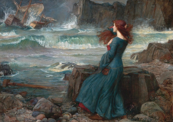 The Tempest Miranda. The painting by John William Waterhouse