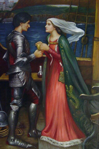 Tristan And Isolde With The Potion. The painting by John William Waterhouse