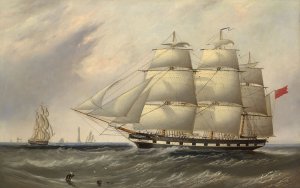 John Wilson Carmichael, John Scott Ship Britannia Off The Eddystone Lighthouse, Art Reproduction