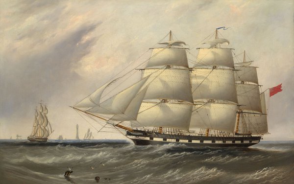 John Scott Ship Britannia Off The Eddystone Lighthouse. The painting by John Wilson Carmichael
