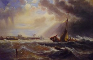 Reproduction oil paintings - John Wilson Carmichael - Shipping Off A Coast In Choppy Seas
