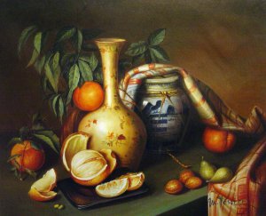 Reproduction oil paintings - Joseph Biays Ord - Still Life With Vase, Fruit And Nuts