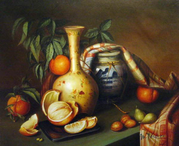 Still Life With Vase, Fruit And Nuts. The painting by Joseph Biays Ord