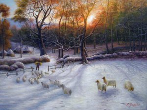 Joseph Farquharson, A Shortening Winter's Day Is Near A Close, Painting on canvas