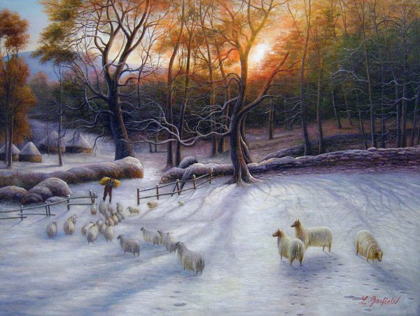 A Shortening Winter's Day Is Near A Close. The painting by Joseph Farquharson