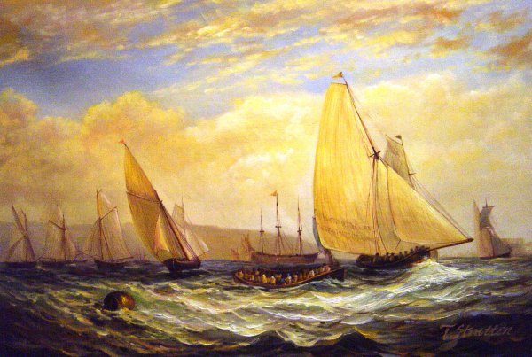 East Cowes Castle - The Regatta Beating To Windward. The painting by Joseph Mallard William Turner