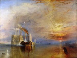 Famous paintings of Ships: Fighting Temeraire Tugged to Her Last Berth 