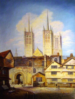 Joseph Mallard William Turner, The Cathedral Church At Lincoln, Painting on canvas