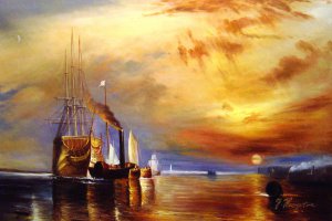 The Fighting Temeraire Tugged To Her Last Berth, Joseph Mallard William Turner, Art Paintings