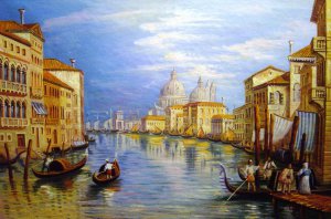 The Grand Canal, Venice, With Gondolas & Figures, Joseph Mallard William Turner, Art Paintings
