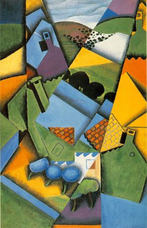 Famous paintings of Abstract: A Landscape with Houses at Ceret