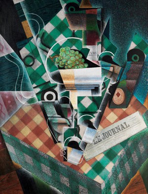Juan Gris, A Still Life with Checked Tablecloth, Painting on canvas