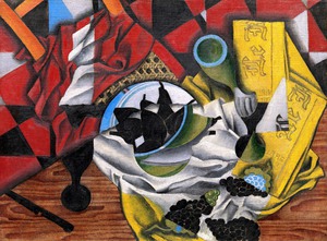 Juan Gris, A View of Pears and Grapes on a Table, Painting on canvas