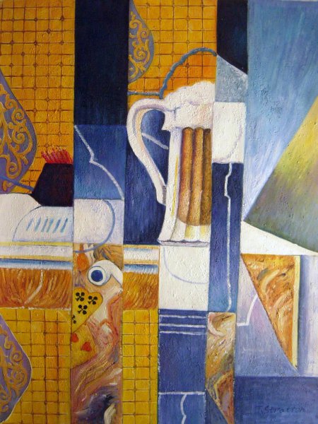 Beer Glass And Cards. The painting by Juan Gris