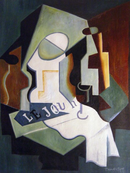 Bottle And Fruit Dish. The painting by Juan Gris