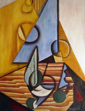Bottle And Glass On A Table, Juan Gris, Art Paintings