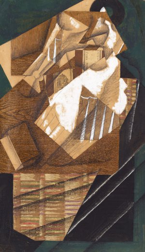 Juan Gris, Carafe, Glass, and Packet of Tobacco, Painting on canvas
