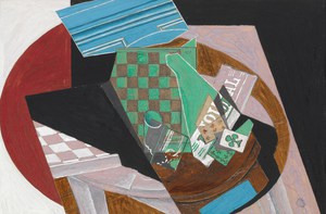 Juan Gris, Checkerboard and Playing Cards, Painting on canvas