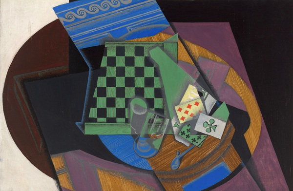 Checkerboard and Playing Cards. The painting by Juan Gris