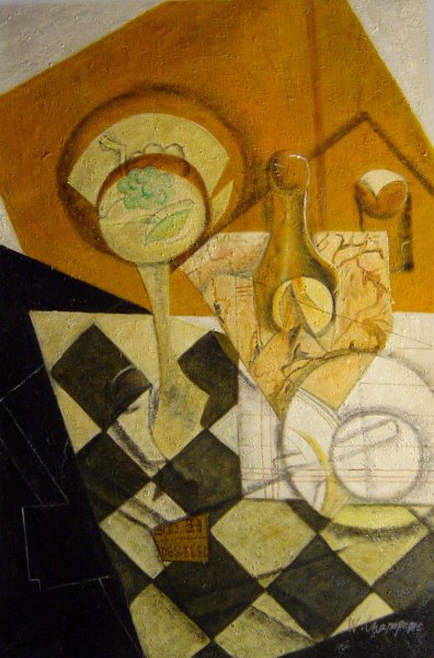 Fruit Dish And Carafe. The painting by Juan Gris