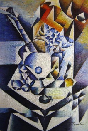 Juan Gris, Guitar And Flowers, Painting on canvas