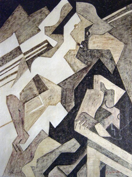 Harlequin At Table. The painting by Juan Gris