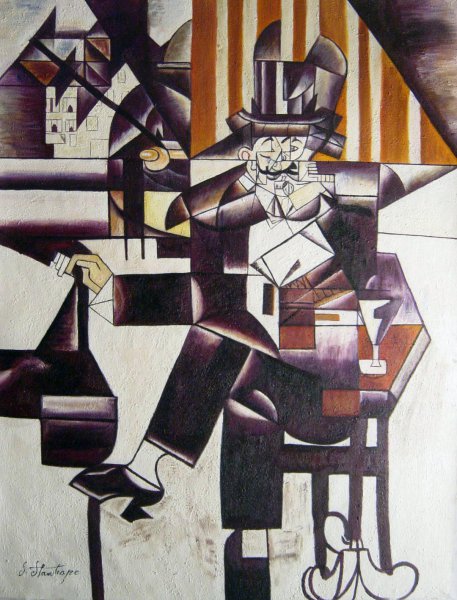 Man In The Cafe. The painting by Juan Gris
