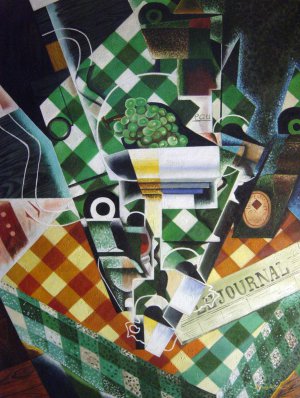 Juan Gris, Still Life With Checkered Tablecloth, Painting on canvas
