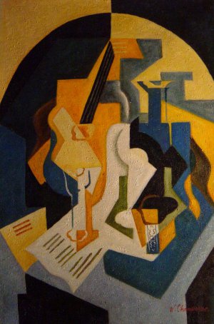 Juan Gris, Still Life With Fruit Dish And Mandolin, Painting on canvas