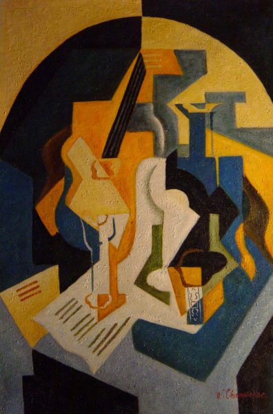 Still Life With Fruit Dish And Mandolin. The painting by Juan Gris