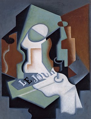 Juan Gris, The Bottle and Fruit Dish, Painting on canvas