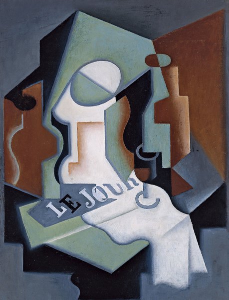 The Bottle and Fruit Dish. The painting by Juan Gris